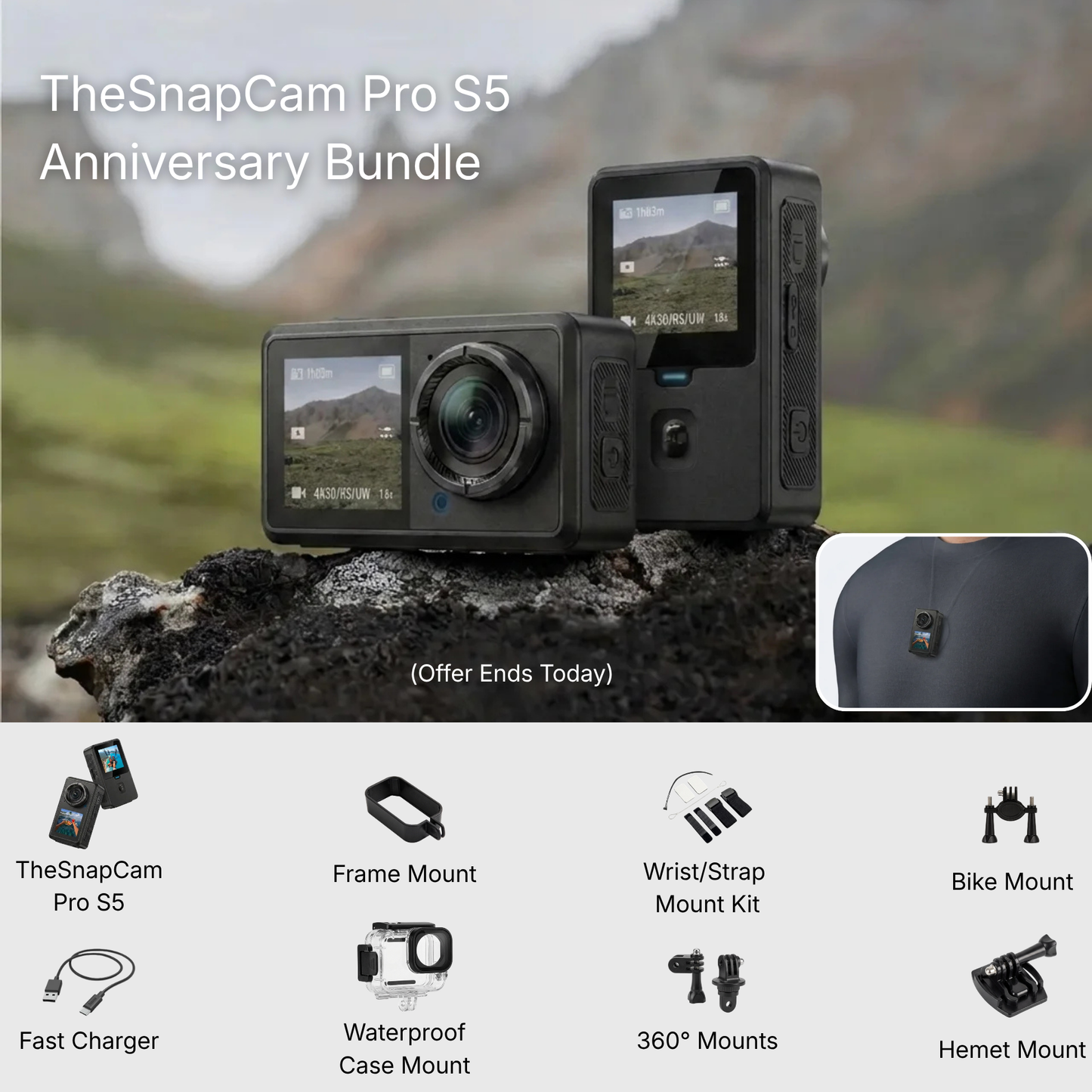 TheSnapCam Pro S5 - The 5k Wide Angle 60FPS Action Camera