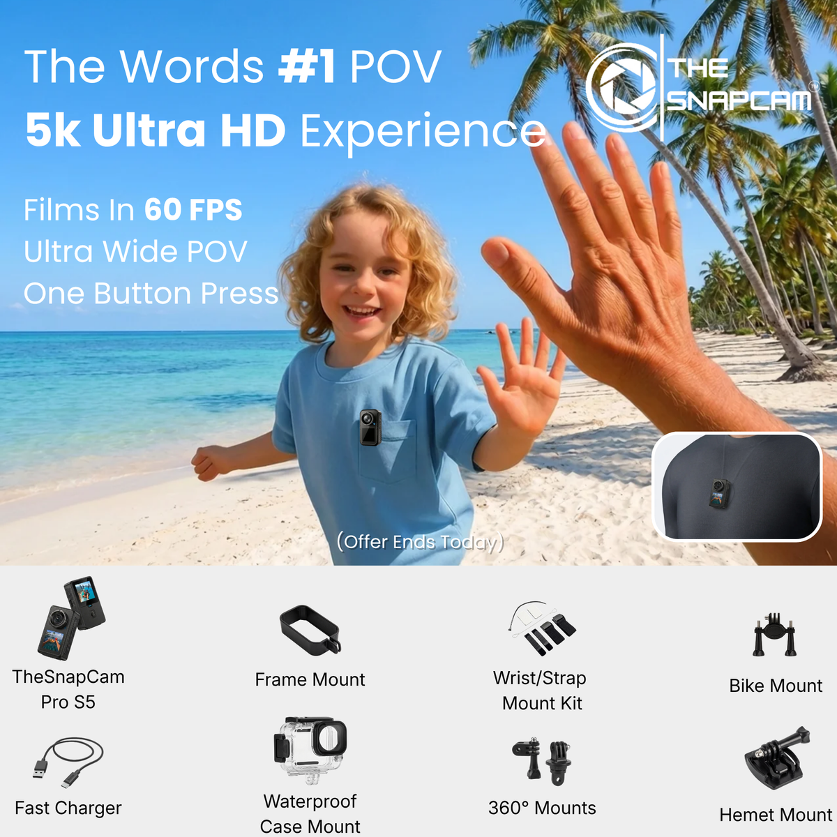 TheSnapCam Pro S5 - The 5k Wide Angle 60FPS Action Camera